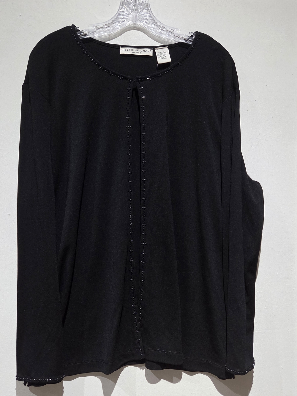 Josephine Chaus Black Beaded Overlay Cardigan